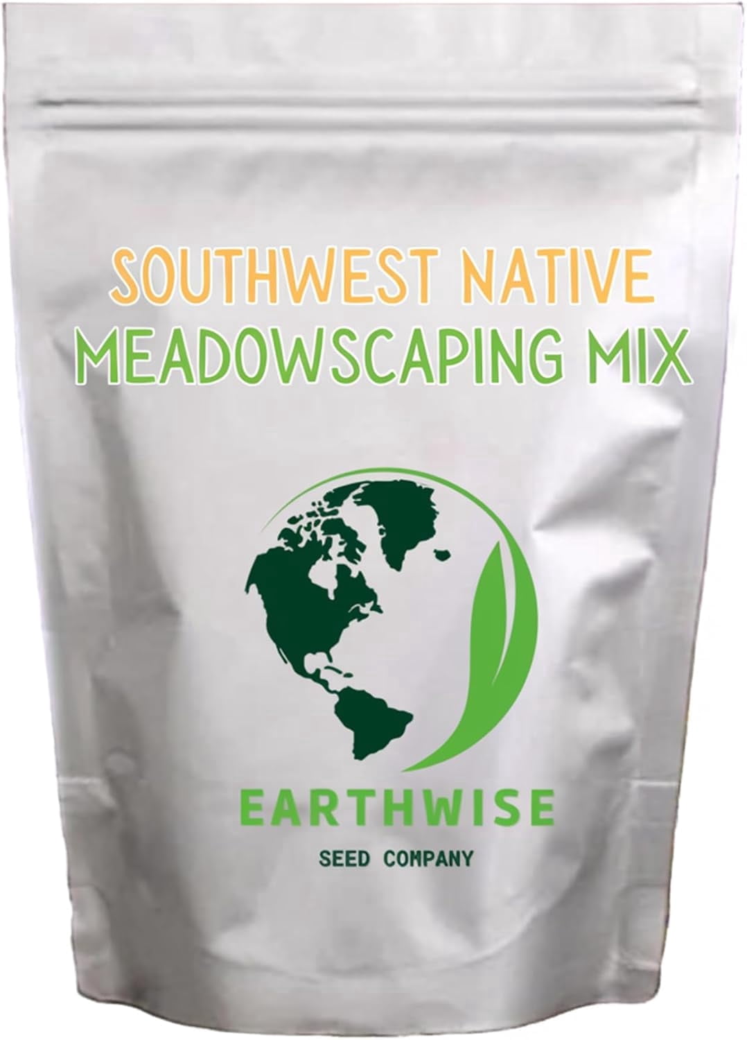 Earthwise Southwest Native Meadowscaping Alternative Lawn Seed Mix – Drought Tolerant, Low Maintenance, Pollinator Friendly, Organic, Native Wildflowers, Pet Safe – Covers Up to 10,000 sq ft, 5 lb
