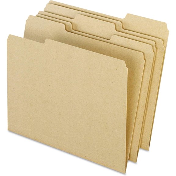Earthwise by 100% Recycled File Folders, Letter Size, 1/3 Cut, Natural, 100 per Box (4342)