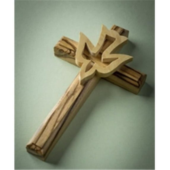 Earthwood 143283 Olive Wood Cross - Dove - 5 in.