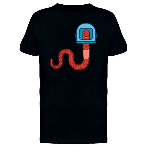 Earthworm In Spacesuit Cartoon T-Shirt Men -Image by Shutterstock, Male x-Large