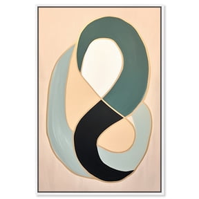 Earthworm In The Glass Bowl Contemporary Abstract Shapes Trendy Canvas Wall Art by Art Remedy, White Floater Frame, 30"x45"