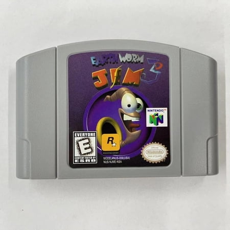 Earthworm Jim 3D Video Game Cassette Card for Nintendo N64 Game Card Gray -