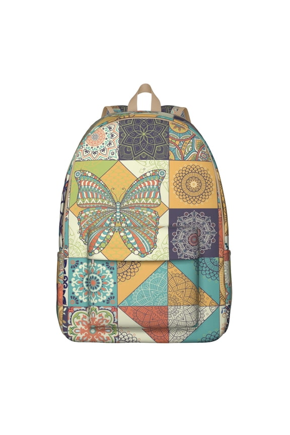 Earthy Bohemian Canvas Bookbag – Lightweight School and Travel Backpack for Daily Commuting or College Students