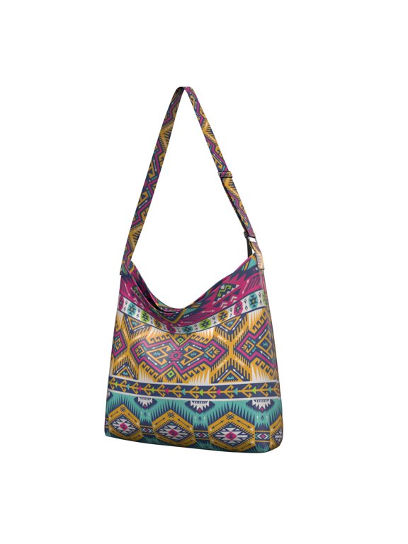 Earthy Bohemian Style Crossbody Bag - Boho Chic Shoulder Tote, Spacious Multi-Pocket Casual Purse