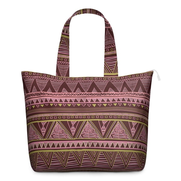 Earthy Bohemian Style Travel Tote, Lightweight Weekender Bag with Durable Handles & Zipper Closure, Boho Chic for Women and Professionals