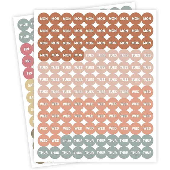 Earthy Boho Day of Week Planner Stickers for Calendars Journals Food Storage Containers Labels 480