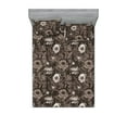 thumbnail image 1 of Earthy Boho Flowers Fitted Sheet & Pillow Sham Set, Bohemian Style Anemones Ethnic Folk Feels Garden of Blooms, Decorative Printed 3 Piece Bedding Decor, Calking, Taupe and Dark Brown, by Ambesonne, 1 of 2