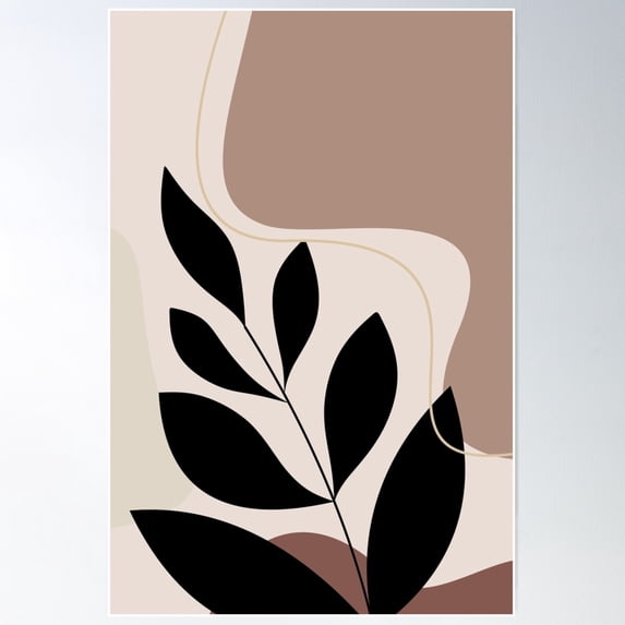 Earthy Browns Botanical Mid-Century Modern Style Art - Contemporary Shapes 3 2023 Coty Redend Point Sw 9081 Poster Wall Art, Modern Wall Decor For Living Room Bedroom, 8x12 UNFRAMED