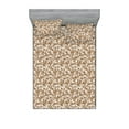 thumbnail image 1 of Earthy Colors Fitted Sheet & Pillow Sham Set, Monstera Leaves Tropical Foliage Jungle Garden Pattern, Decorative Printed 3 Piece Bedding Decor, Full, Caramel Warm Taupe and White, by Ambesonne, 1 of 2