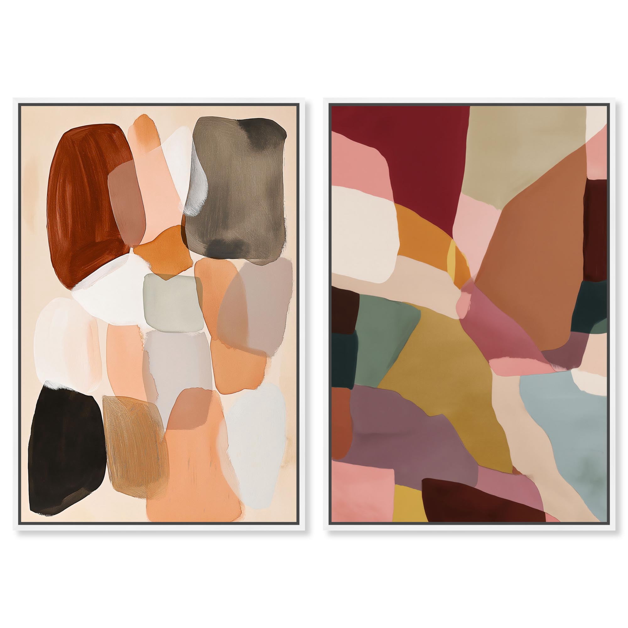 Earthy Contours Duo Canvas Print Modern Abstract Art Set by Art Remedy ...