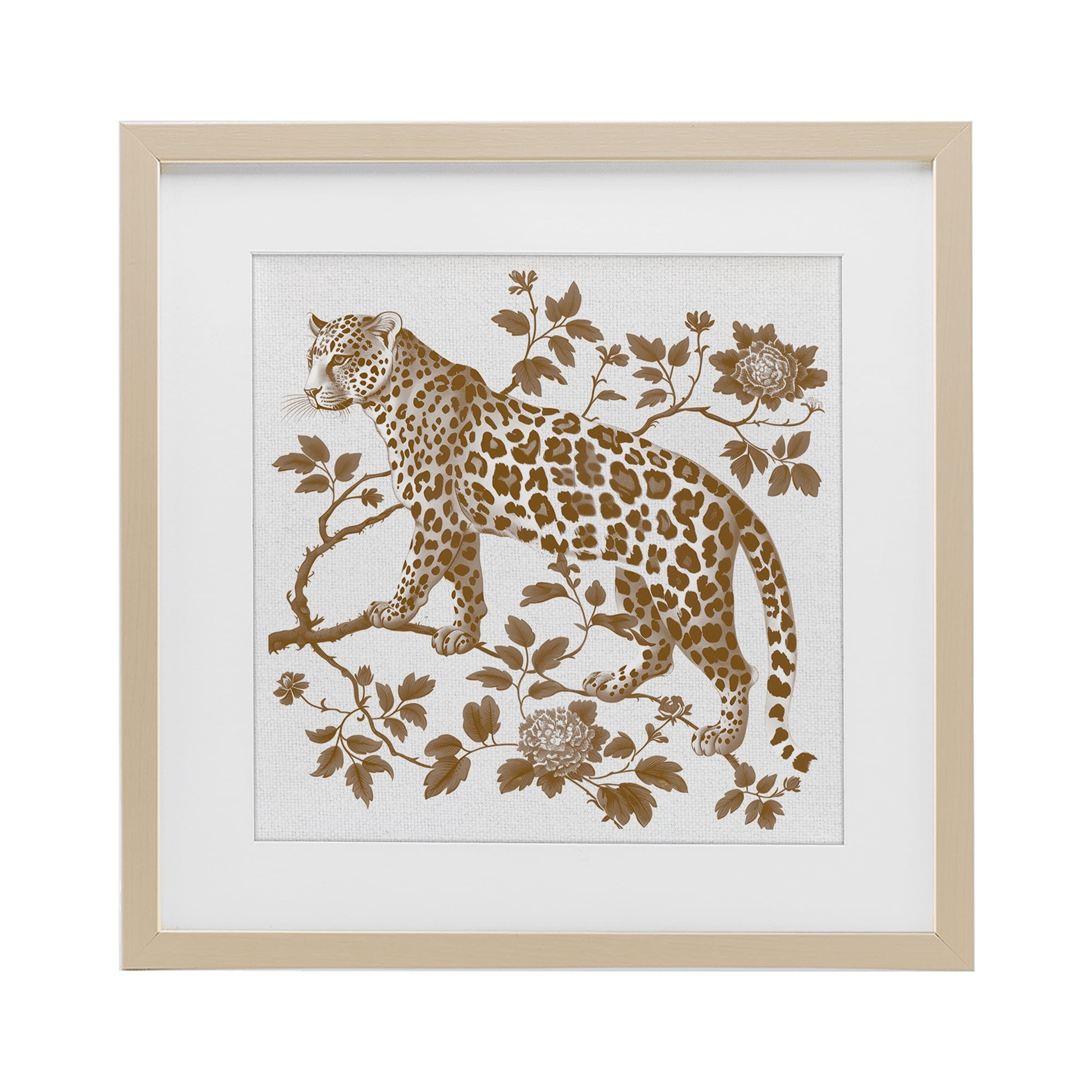 Earthy Details Vintage Leopard Birch Framed Print Under Glass, design by Lettered and Lined