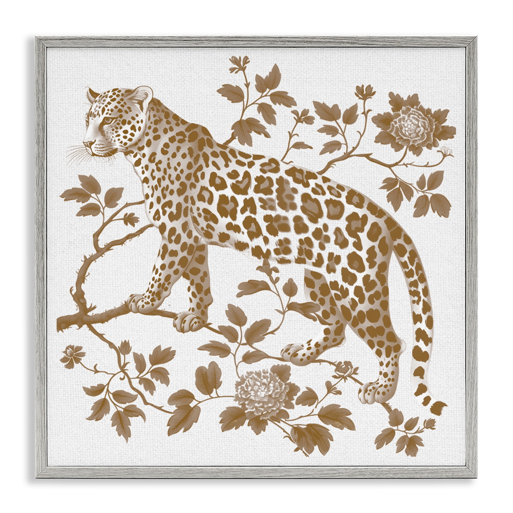 Earthy Details Vintage Leopard Gray Framed Giclee Art, design by Lettered and Lined