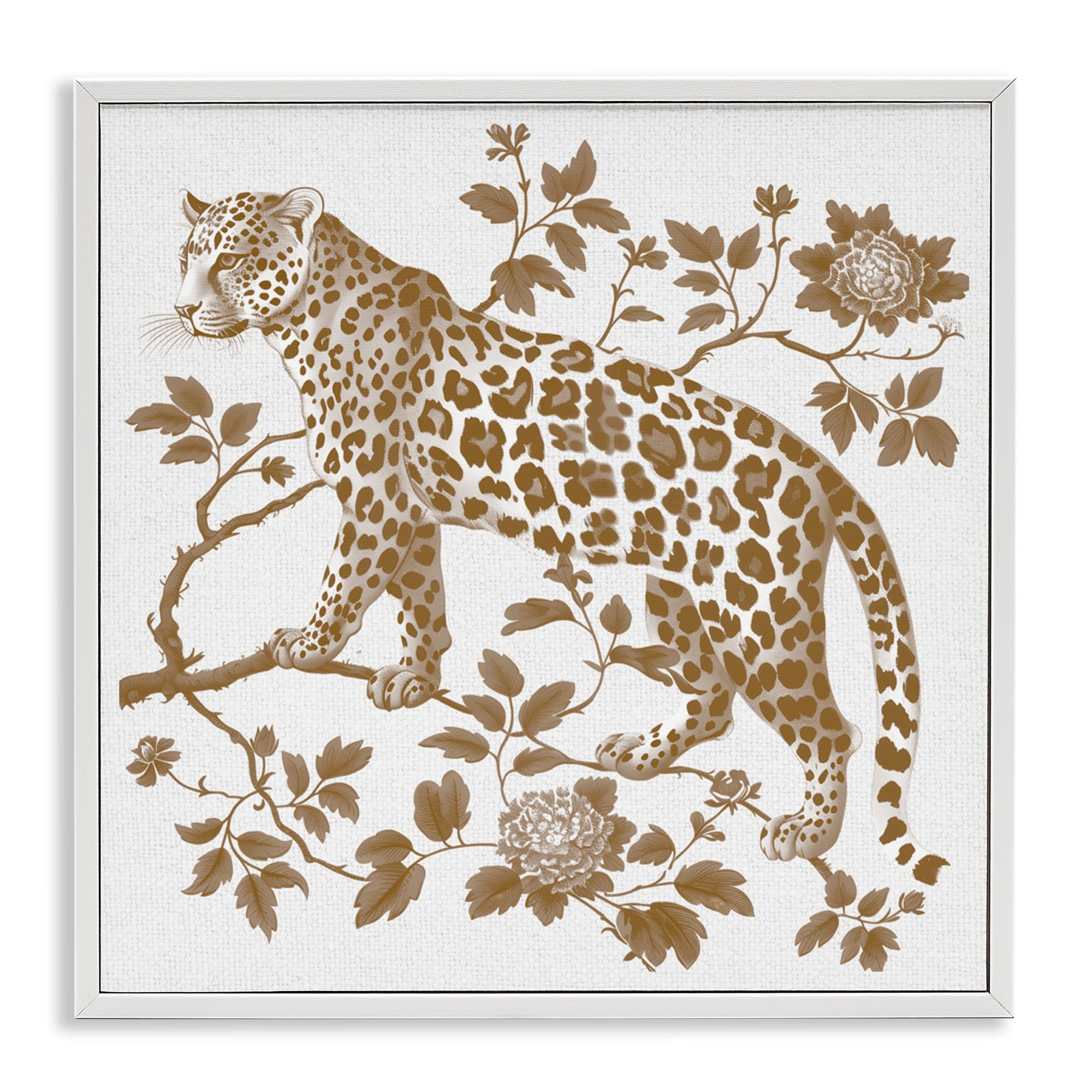 Earthy Details Vintage Leopard White Framed Giclee Art, design by Lettered and Lined