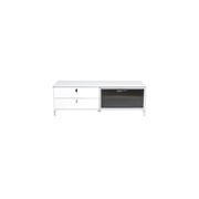 Earthy Elements 60 Inch TV Entertainment Console 60" x 20" x 20" White Lacquer Drawer Pull Down Door Adjustable Shelf
