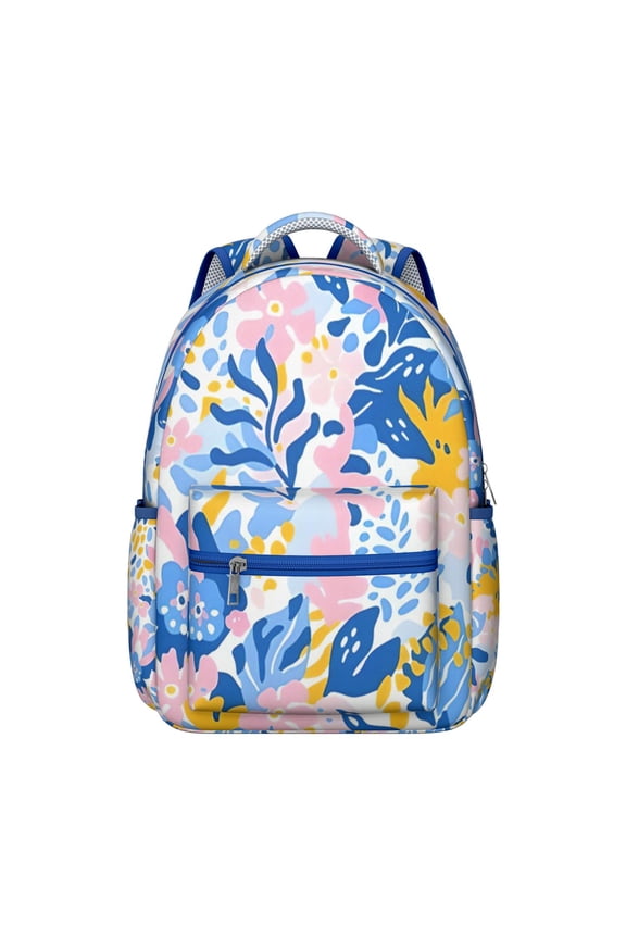Earthy Floral Aesthetic Adjustable Strap Backpack, Comfortable Breathable Padding, Durable Oxford Cloth School Bag for Student, Perfect for Outdoor, Sports, and Daily Commute