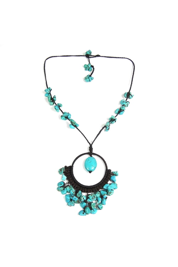Earthy Goddess Turquoise Hoop Handmade Necklace