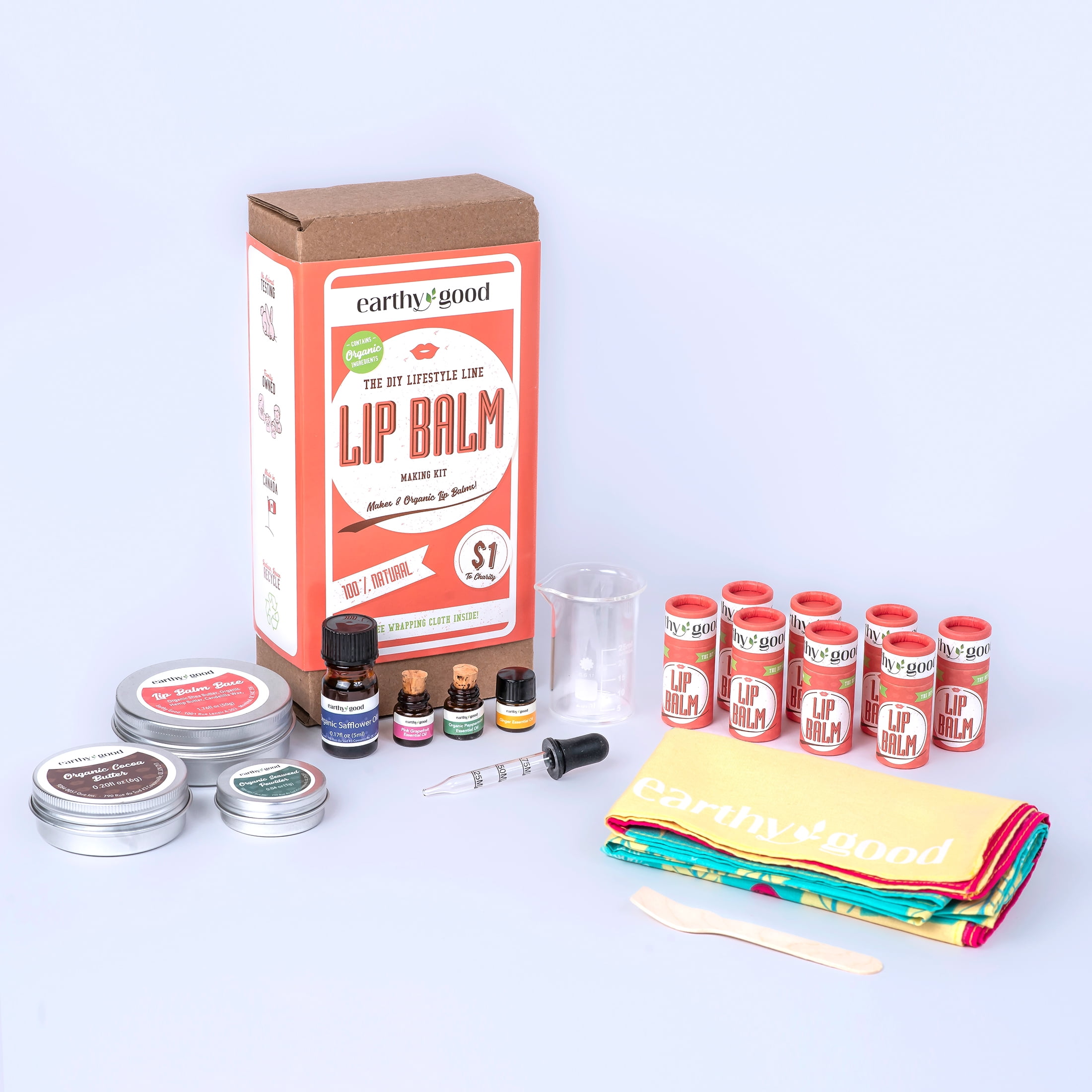 Earthy Good Lip Balm Making Kit Make 8 TwistUp Balms, DIY Beauty Craft Kit For Adults