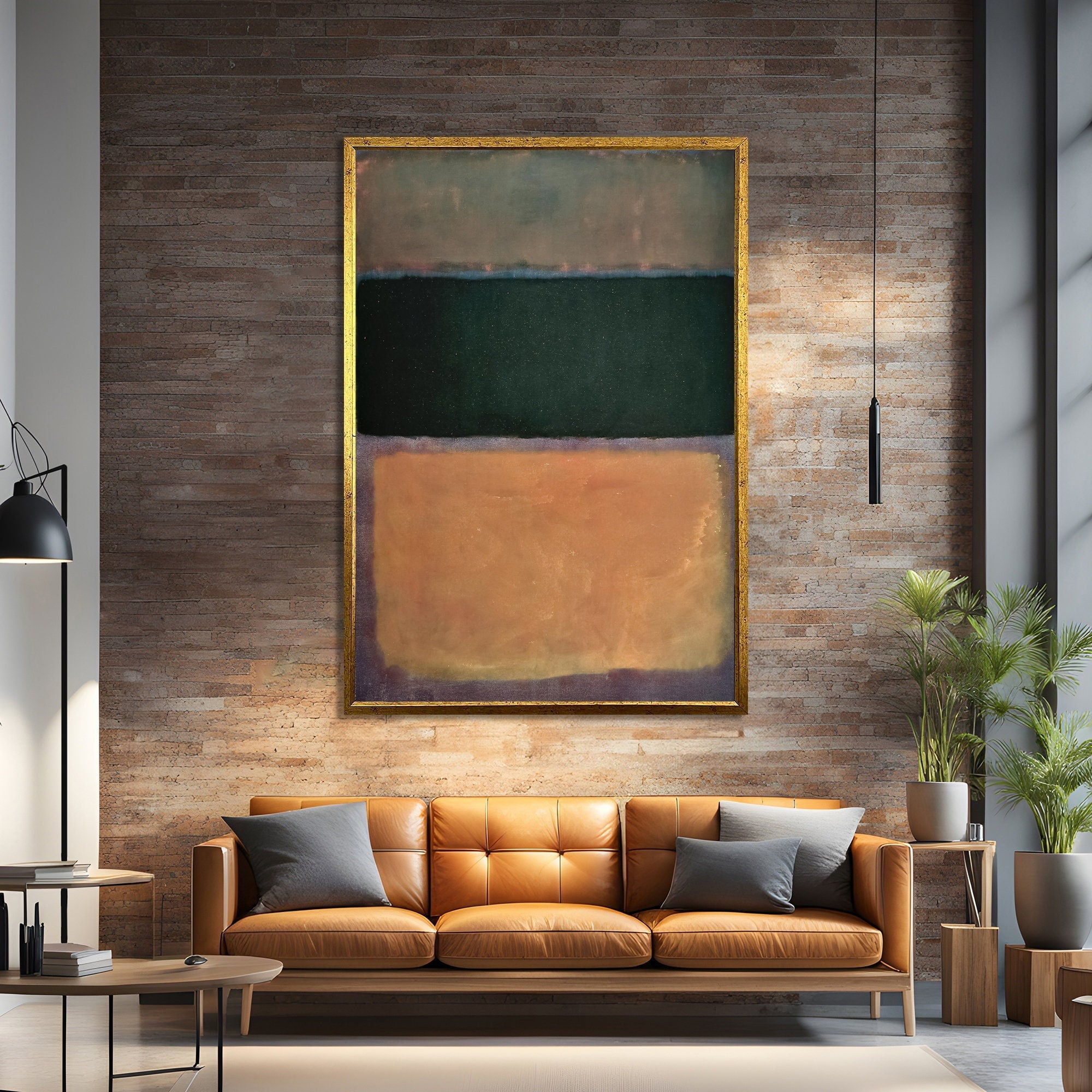 Earthy Green And Orange Mark Rothko Style Abstract Wall Art For Warm ...