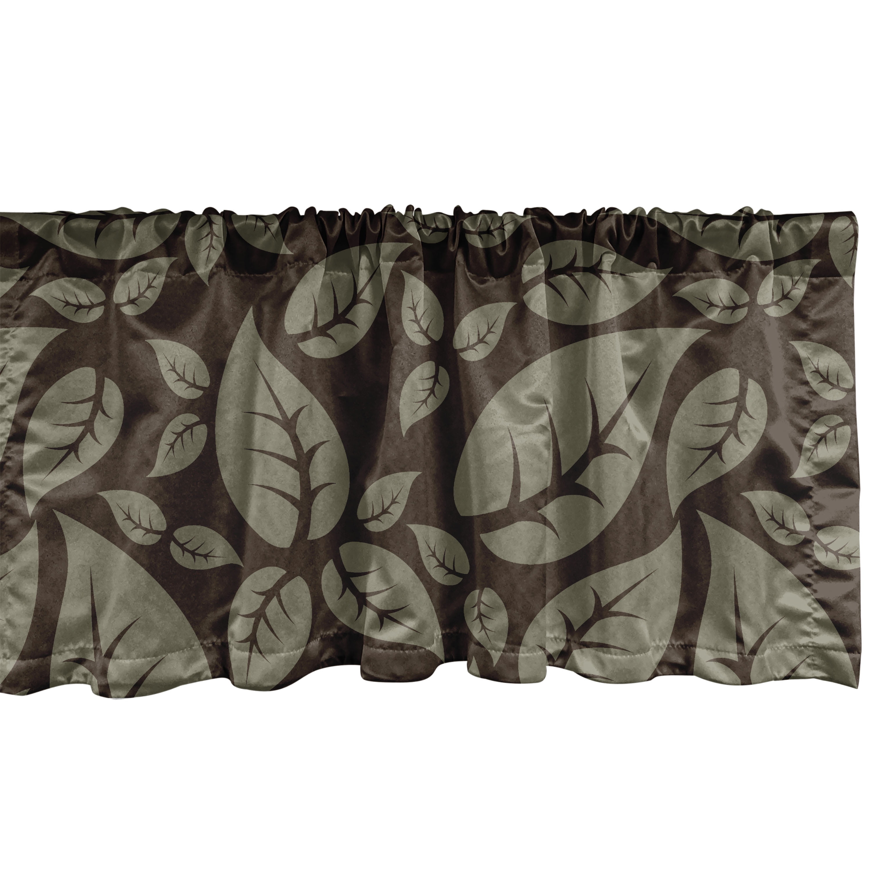 Earthy Leaves Window Valance, Woodland Boho Design Fall Themed Leaf