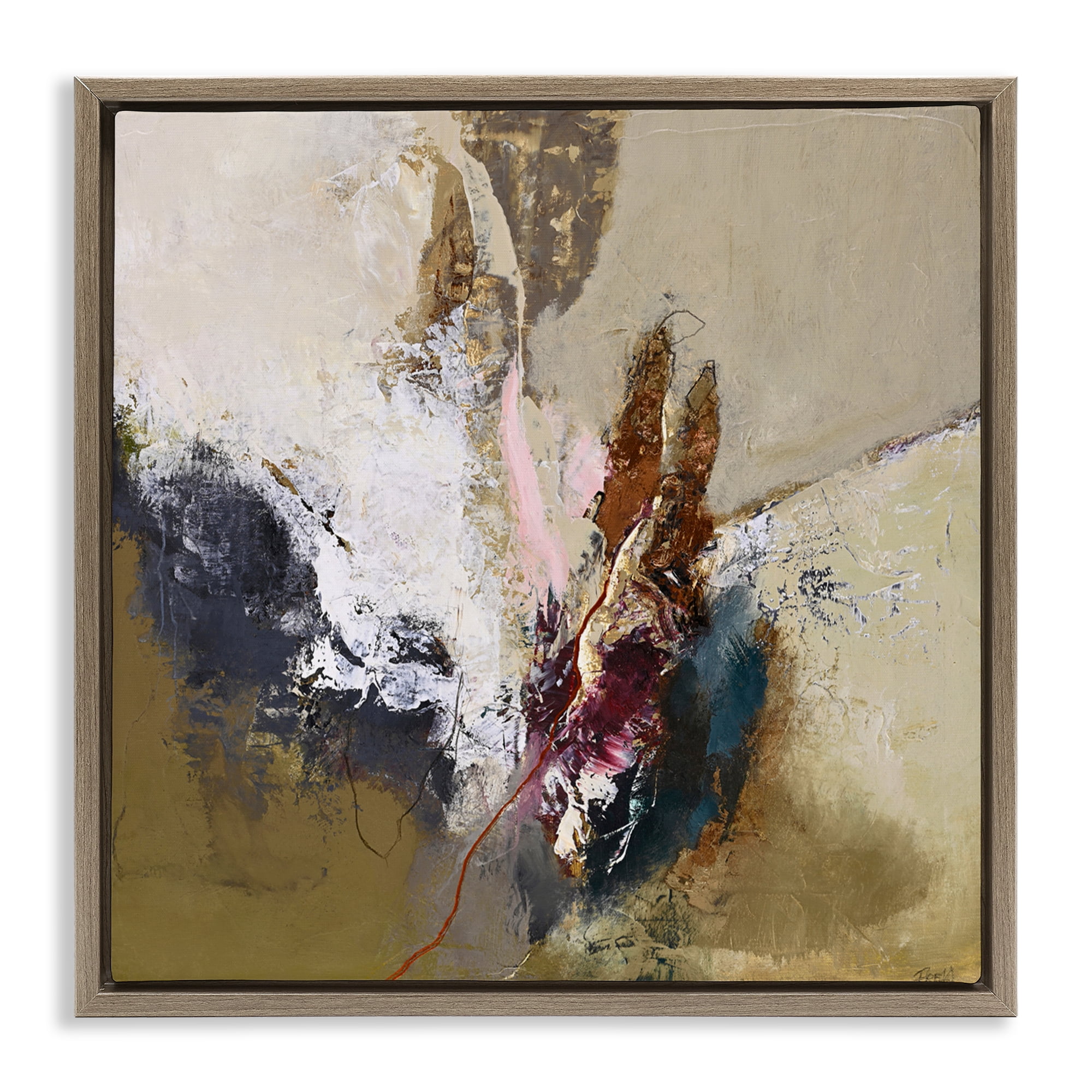 Earthy Mood Composition Brown Framed Floater Canvas Wall Art, design by Design Fabrikken