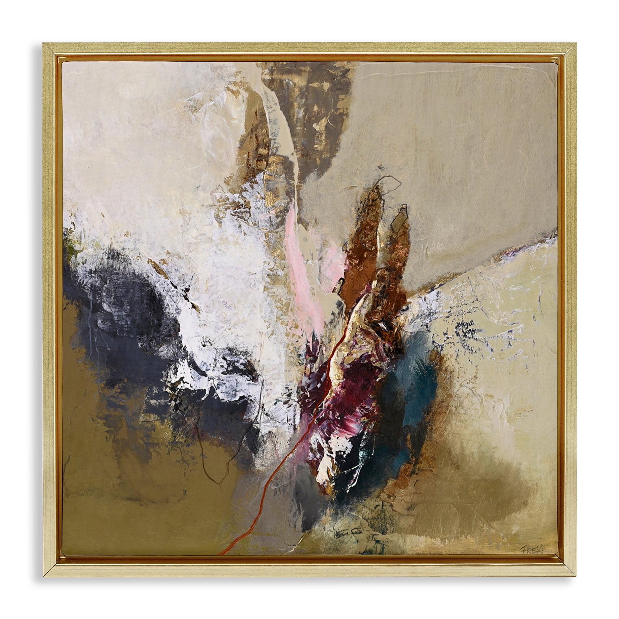 Earthy Mood Composition Gold Framed Floater Canvas Wall Art, design by Design Fabrikken