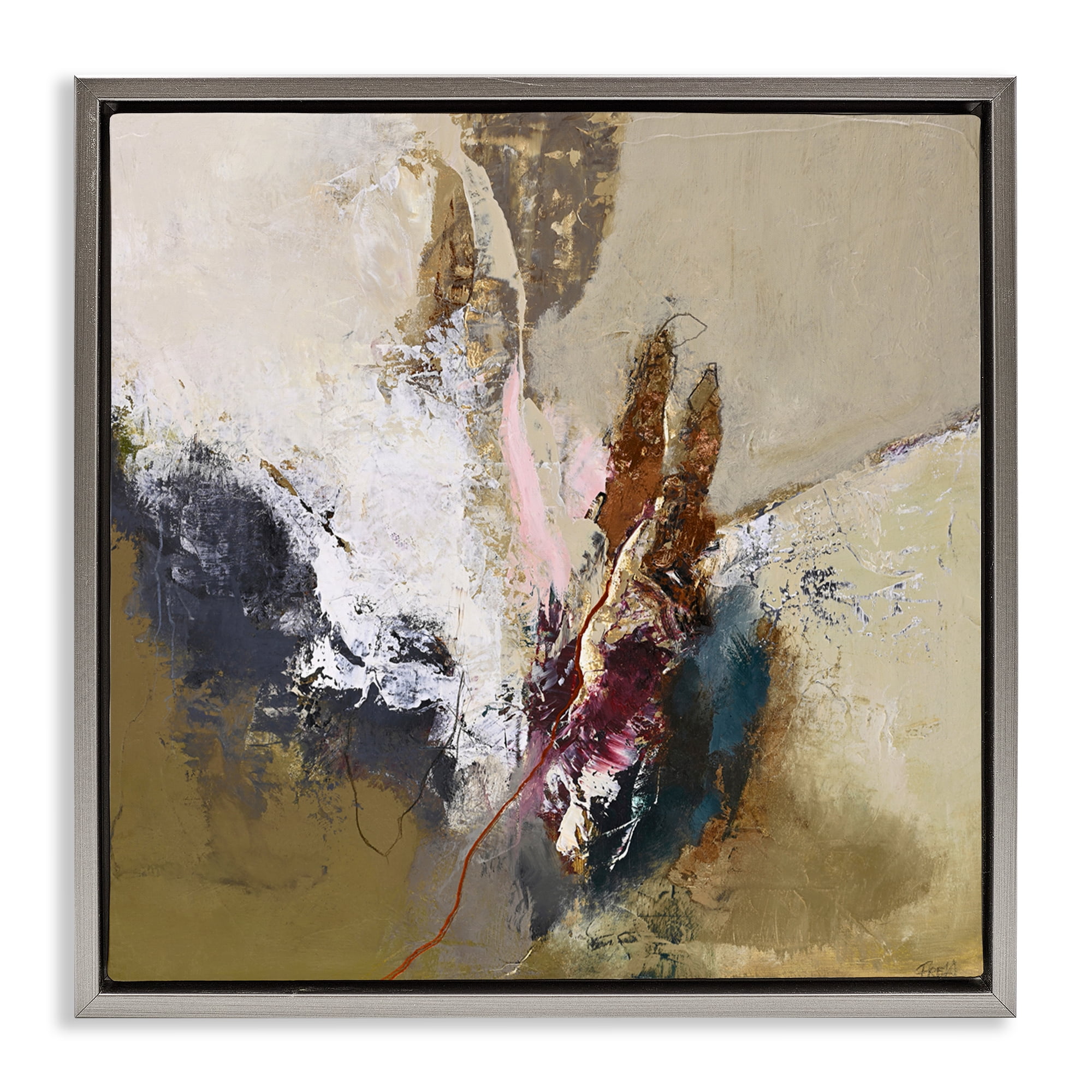 Earthy Mood Composition Gray Framed Floater Canvas Wall Art, design by Design Fabrikken