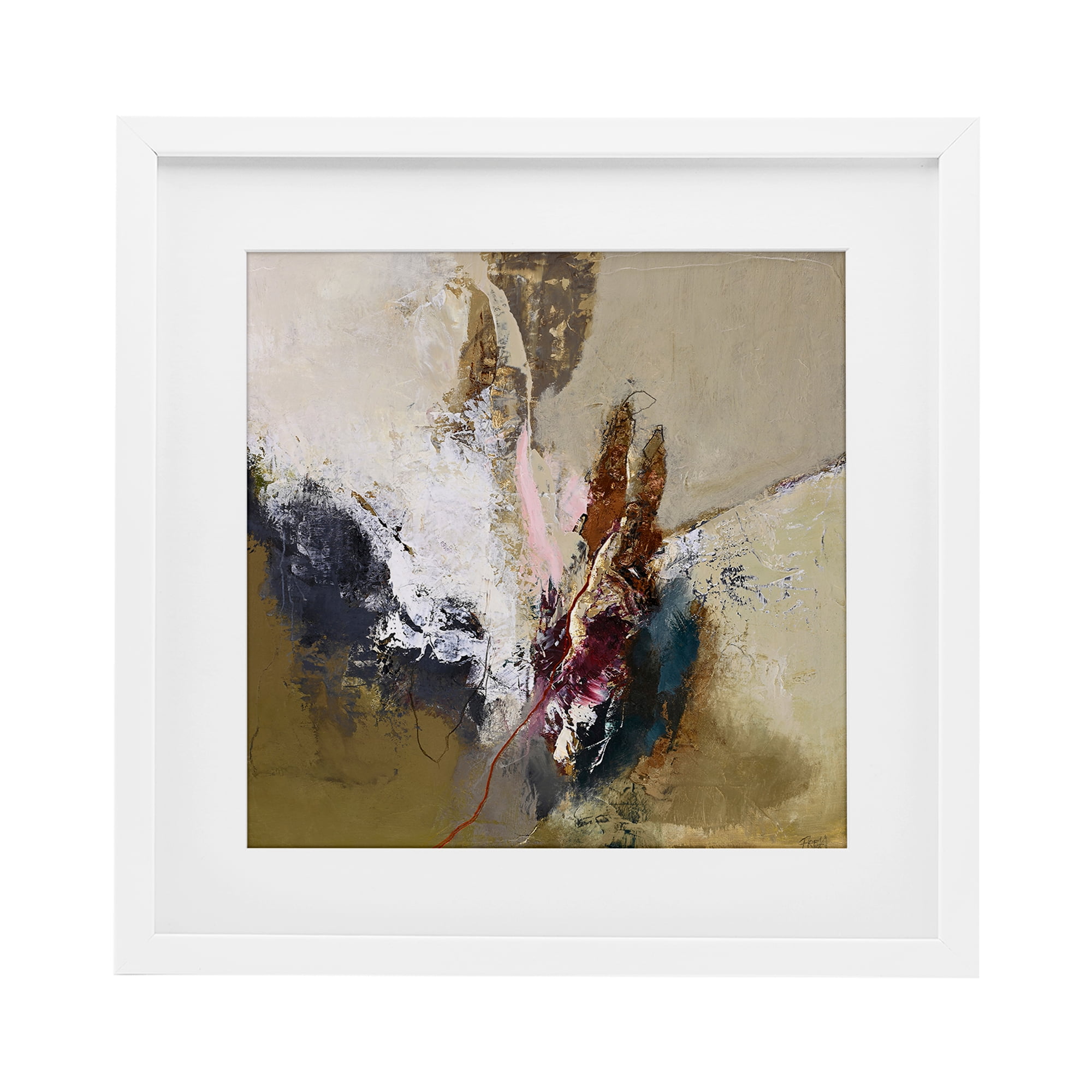 Earthy Mood Composition White Framed Print Under Glass, design by Design Fabrikken