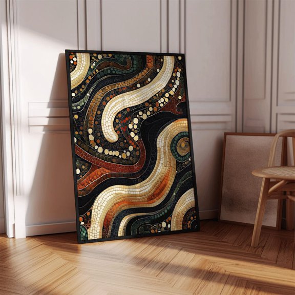 Earthy Mosaic Wall Art Print Art Deco Boho Decor