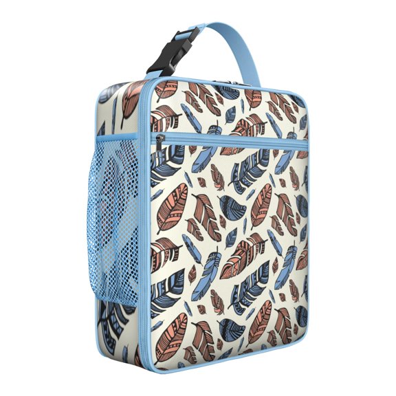 Earthy Natural Vintage Fashion Lunch Box Tote, Artistic Waterproof Bag with Front Pocket, Boho Chic Work Picnic Meal Carrier