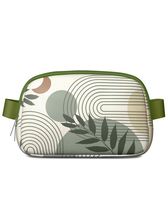 Earthy Rustic Fanny Pack – Nordic Style Waist Bag for Women – Durable Polyester Sling Bag with Zippers