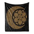 thumbnail image 1 of Earthy Soft Flannel Fleece Throw Blanket, Celtic Moon and Sun with Spiral Motifs Esoteric Bohemian, Cozy Plush for Indoor and Outdoor Use, 50" x 70", Pale Orange and Black, by Ambesonne, 1 of 5