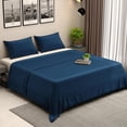 thumbnail image 1 of Earthy Threads Queen Sheet Set - 100% Organic Bamboo 4 Piece Set - Luxurious Silky & Soft - Cooling for Hot Sleepers - Hotel Luxury Bed Sheets - 16"inch Deep Pockets (Navy Blue), 1 of 7
