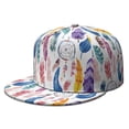 thumbnail image 1 of Earthy Tone Snapback Hat - Retro Abstract Pattern, Adjustable Flat Brim Back Cap with Worn-Out Look, 1 of 8