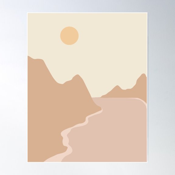 Earthy Tones Beach Landscape Poster Wall Art, Modern Wall Decor For Living Room Bedroom, 12x18 UNFRAMED