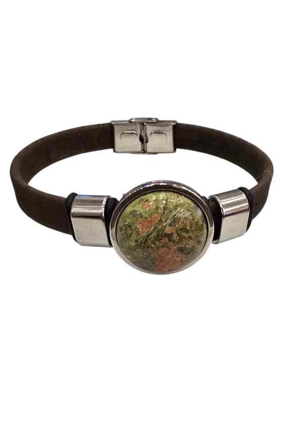 Earthy Unakite Cork Bracelet | Unique Handmade Jewelry