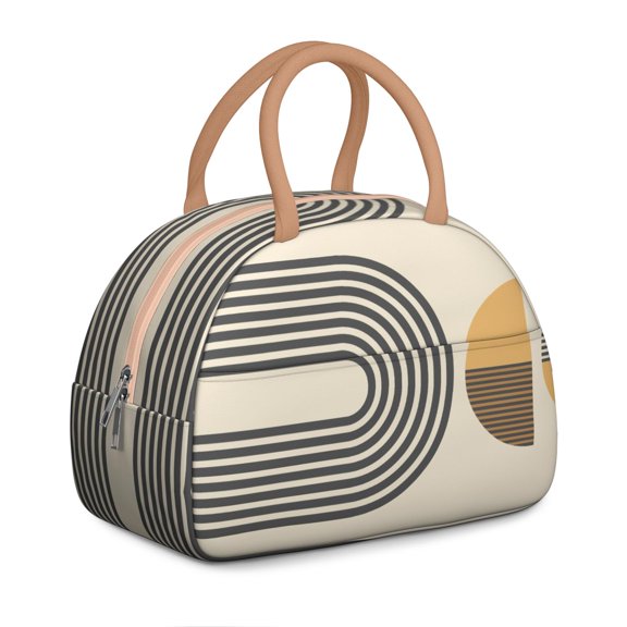 Earthy Vintage Lunch Tote - Thermal Insulated Bag with Aztec Prints, Eco-Friendly Cooler for Women & Students