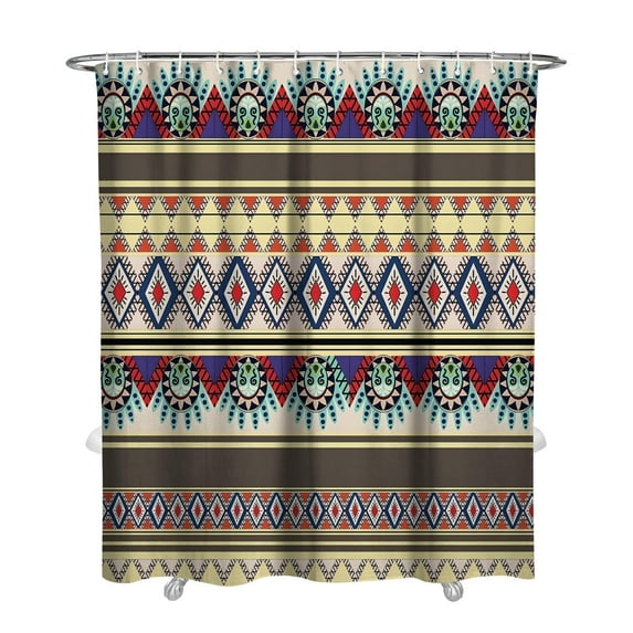 Earthy Vintage Shower Curtain 72x84 Inches, Quick-Drying Polyester with Plastic Rings, Boho Chic Tribal Aesthetic for Bathroom Decor