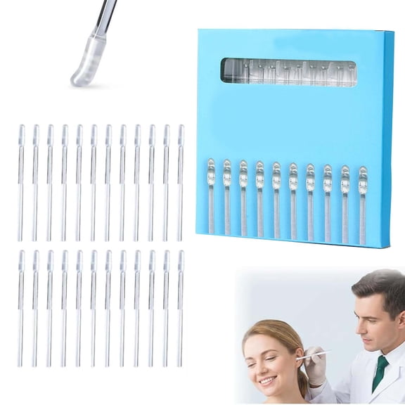 Earwax Removal Adhesive Tool, Gentle Reusable Soft Spiral Head Adhesive Ear Pick for Safe Ear Cleaning, Sticky Swabs for Kids & Adults(1 Box)