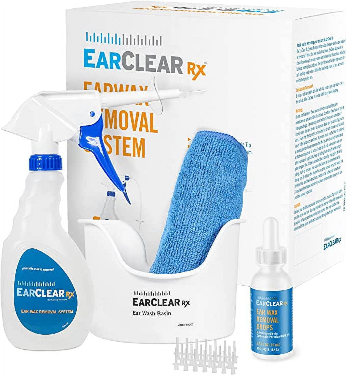 Earwax Removal System with Rigid Washer bottle, 20 Single Use Tips, 1