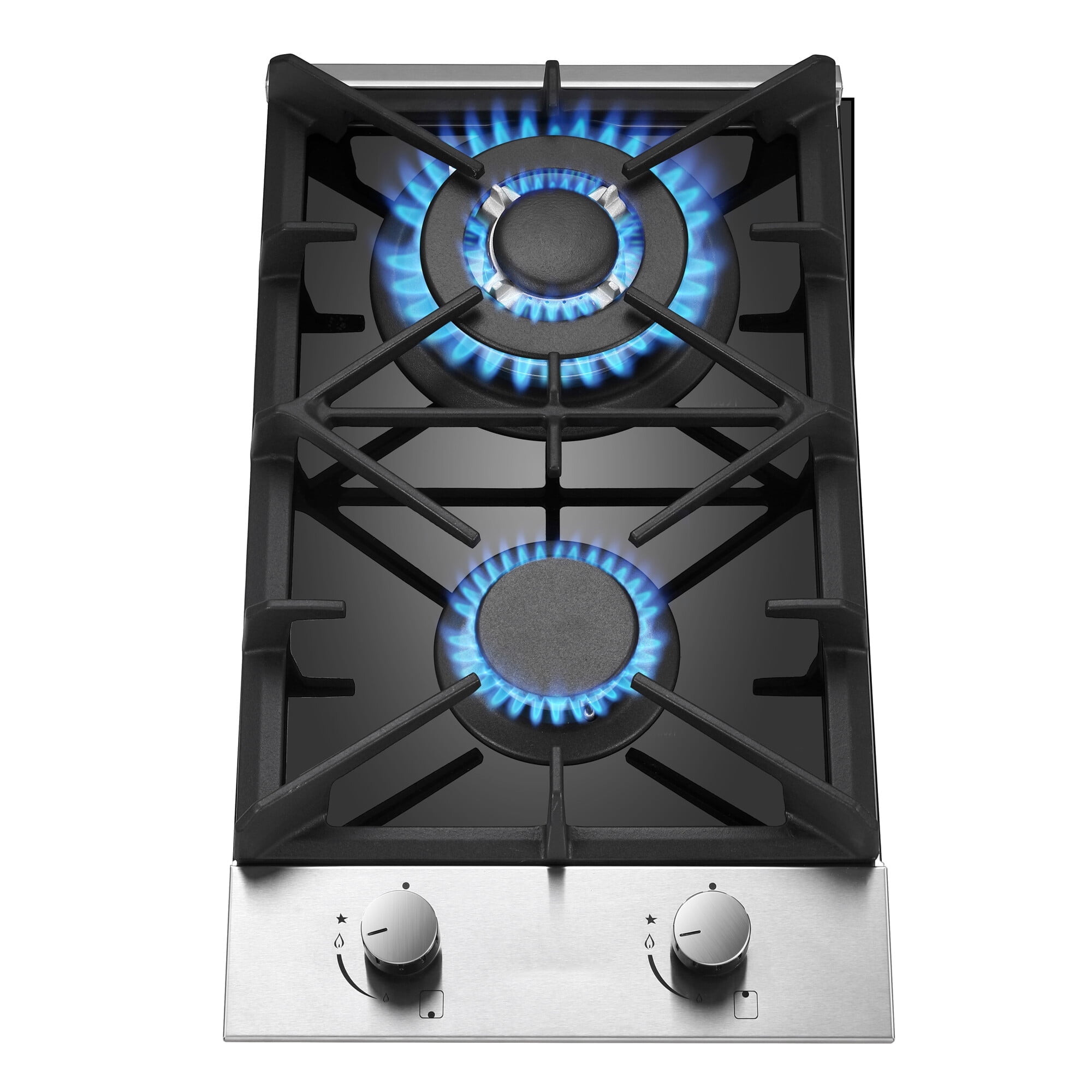 Eascookchef 2 Burners Gas Cooktop Electric Stove Oven 12 inch NG/LP Gas Stainless Flame-Out Proof
