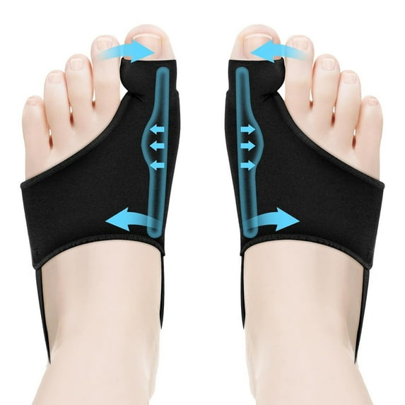 Easdesey 2 pcs Bunion Corrector for Women & Men, Non- Big Toe Straightener, Big Toe Alignment Relief, Bunion pain relief, Comfortable & Breathable Day Night Support Black S