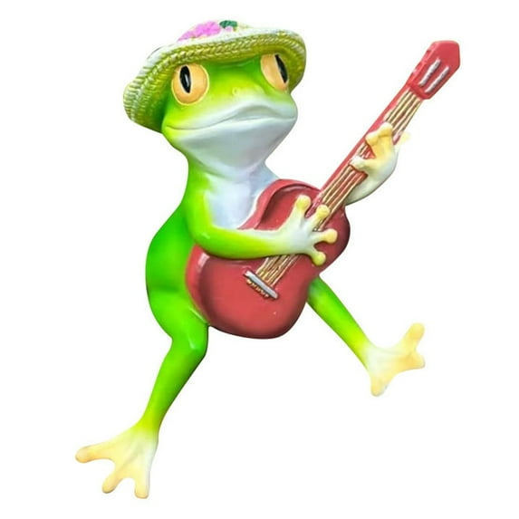 Easdesey Rock Garden Statues, Funny Playing Guitar Resin Statue Yard Art Decoration, Miniature Animal Figurine Ornament for Garden Patio Lawn Balcony