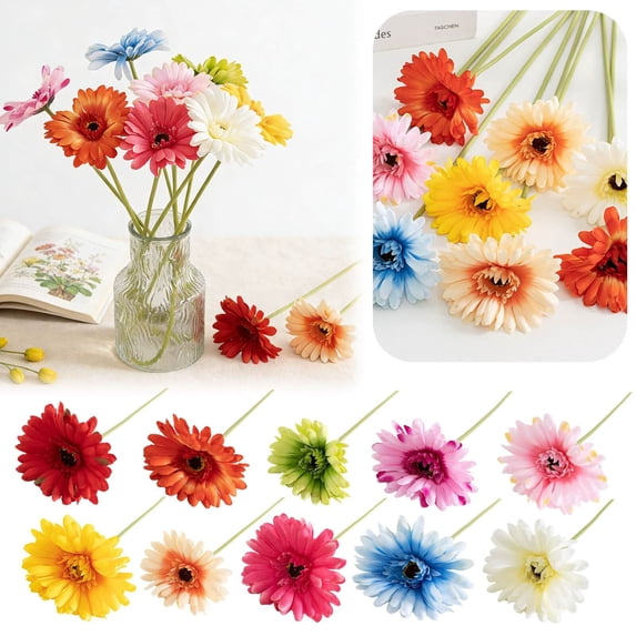 EaseDay Artificial Daisy Flower Stems, Lifelike Silk Petals with ...