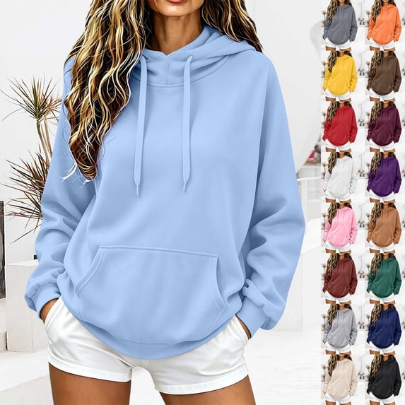 EaseDay Casual Hoodie For Women Everyday Wear Soft Fleece Pullover Long Sleeve Sporty Style Loose Fit Comfortable Sweatshirt For Layering In Cold Weather