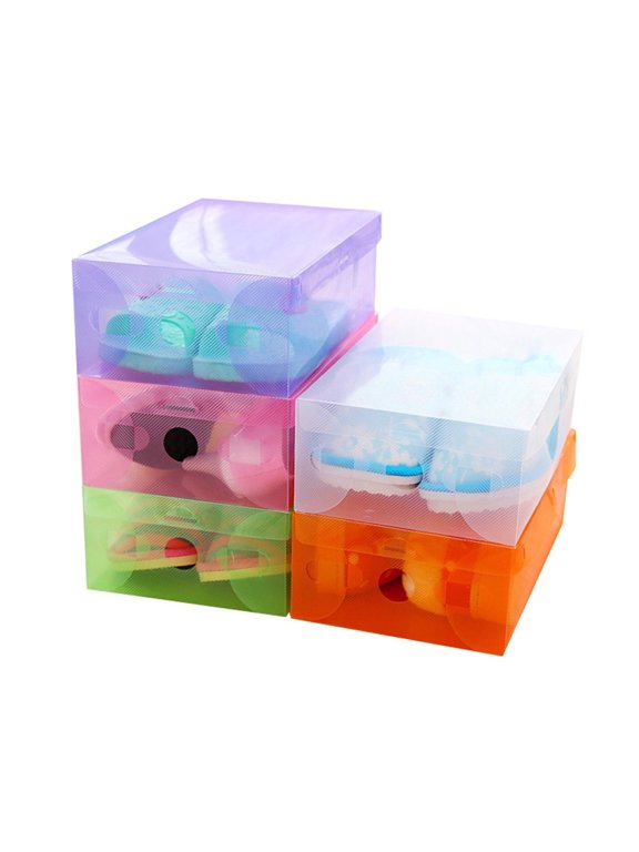 Collapsible Clear Plastic Shoe Box Organizer with Ventilation Vent and Front Opening Door Dustproof Storage Case for Entryway Bedroom and Wardrobe