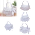 thumbnail image 1 of EaseDay Flower Girl Baskets for Weddings, White Satin Wedding Basket with Bowknot and Handle, Elegant Flower Girl Accessories and Proposal Gift, 1 Pack, 1 of 8