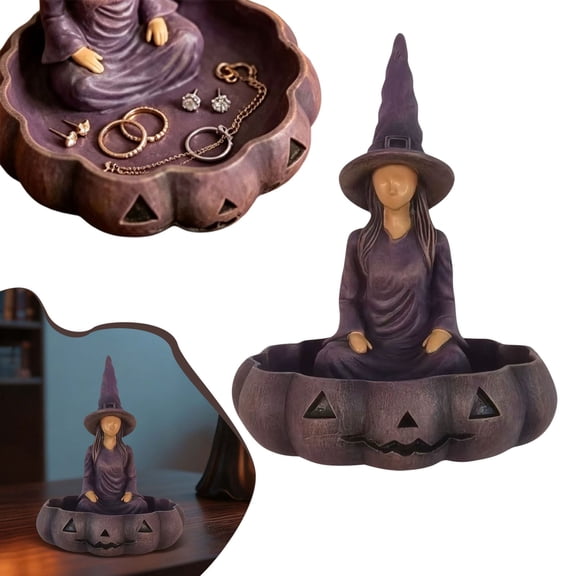EaseDay Halloween Candy Bowl Witch Decor Key Bowl for Entryway Table Spooky Halloween Decorations Gothic Home Decor Decorative Catch all Tray for Office Table