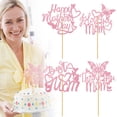 thumbnail image 1 of EaseDay Happy Mothers Day Cupcake Topper, Flower Pink Foil Shape Mothers Day Cake Picks, Best Mom Ever Love You Mom Cake Sticks Decorations, 1 Piece, 1 of 10