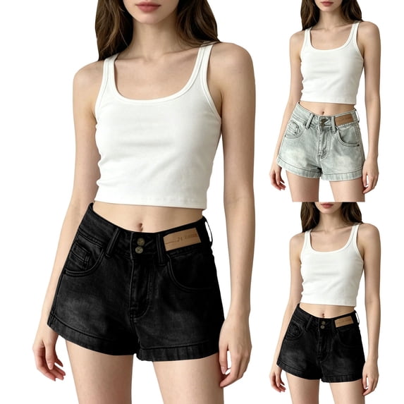 EaseDay Jean Shorts for Women Low Rise Stretchy Mini Denim Shorts Y2k Trendy Micro Jorts Summer Concert Outfits Black Comfortable Booty Short Fit