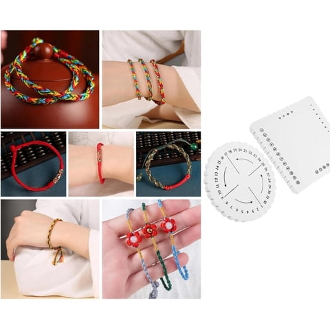 EaseDay Kumihimo Disk Braiding Wheel Set, Lightweight Square and Round Friendship Bracelet Making Kit for Jewelry Weaving, Beads and Charms Supplies, 2 Pcs